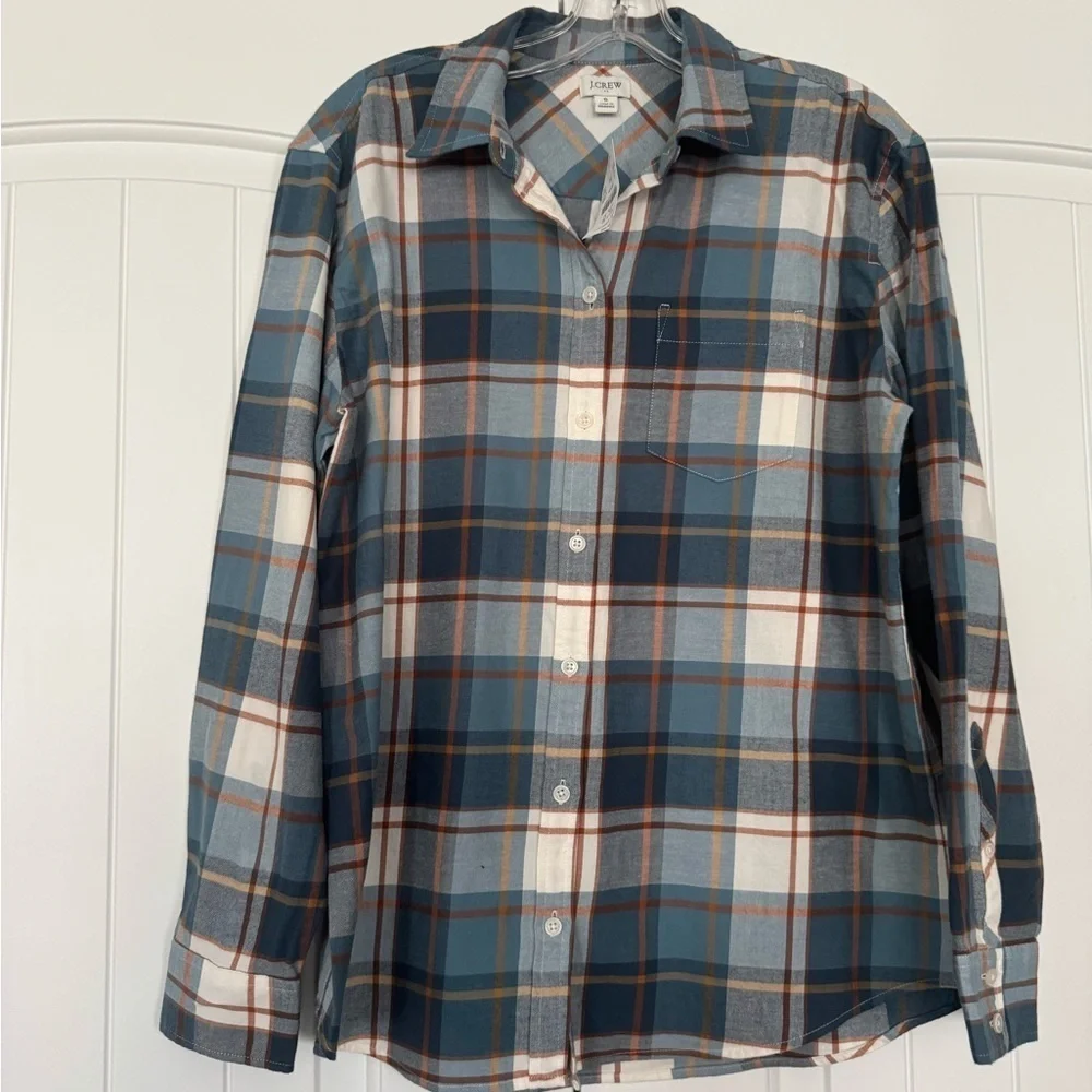 New J. Crew Men's Blue and White Plaid Button Down Shirt